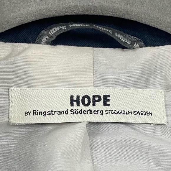 Hope by Ringstrand Söderberg Longline Cotton Blazer Trench Fine Coat Navy Medium - Picture 3 of 13